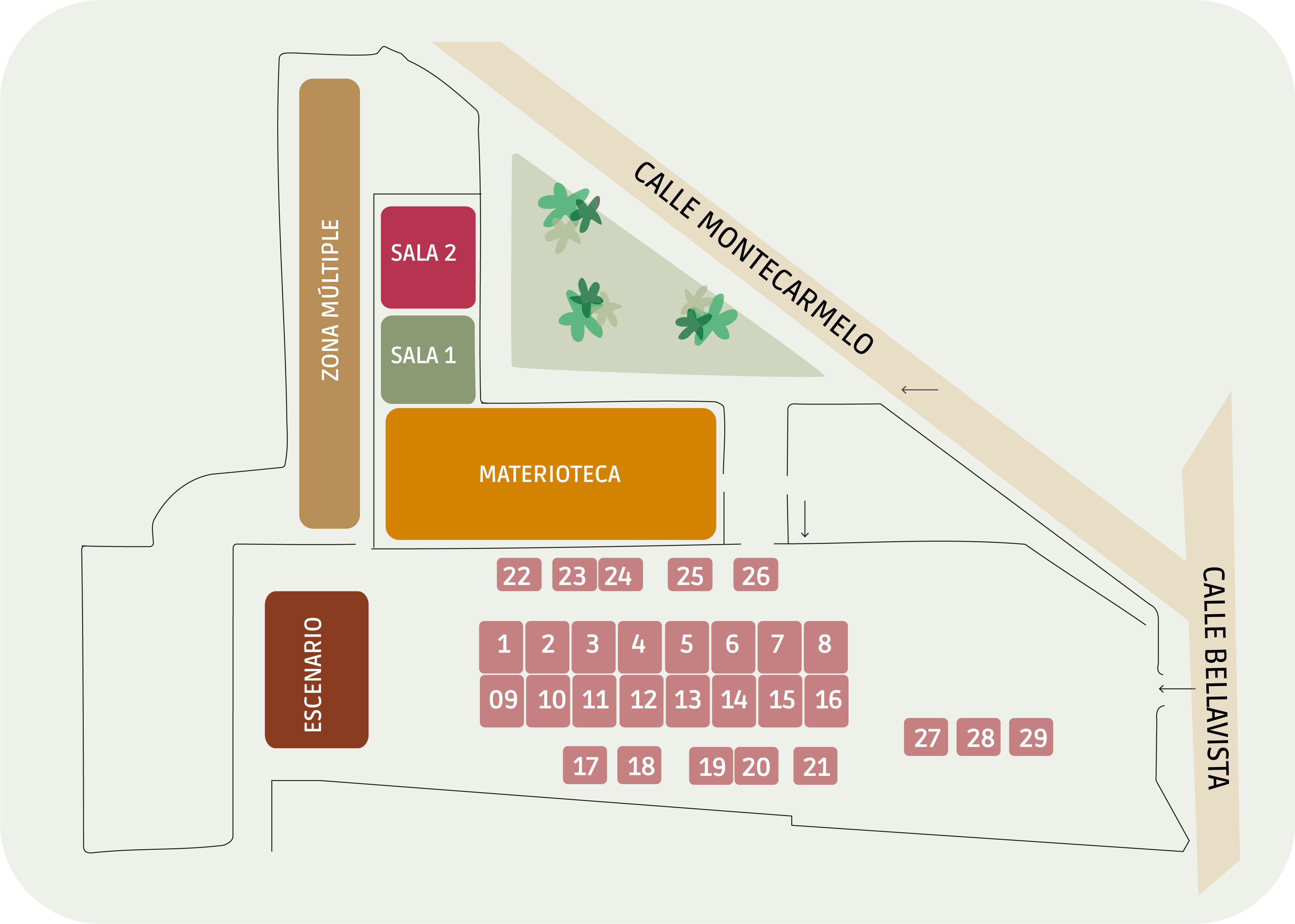 Mapa del recinto del Festival de la Lana 2026 en Centro Cultural Montecarmelo